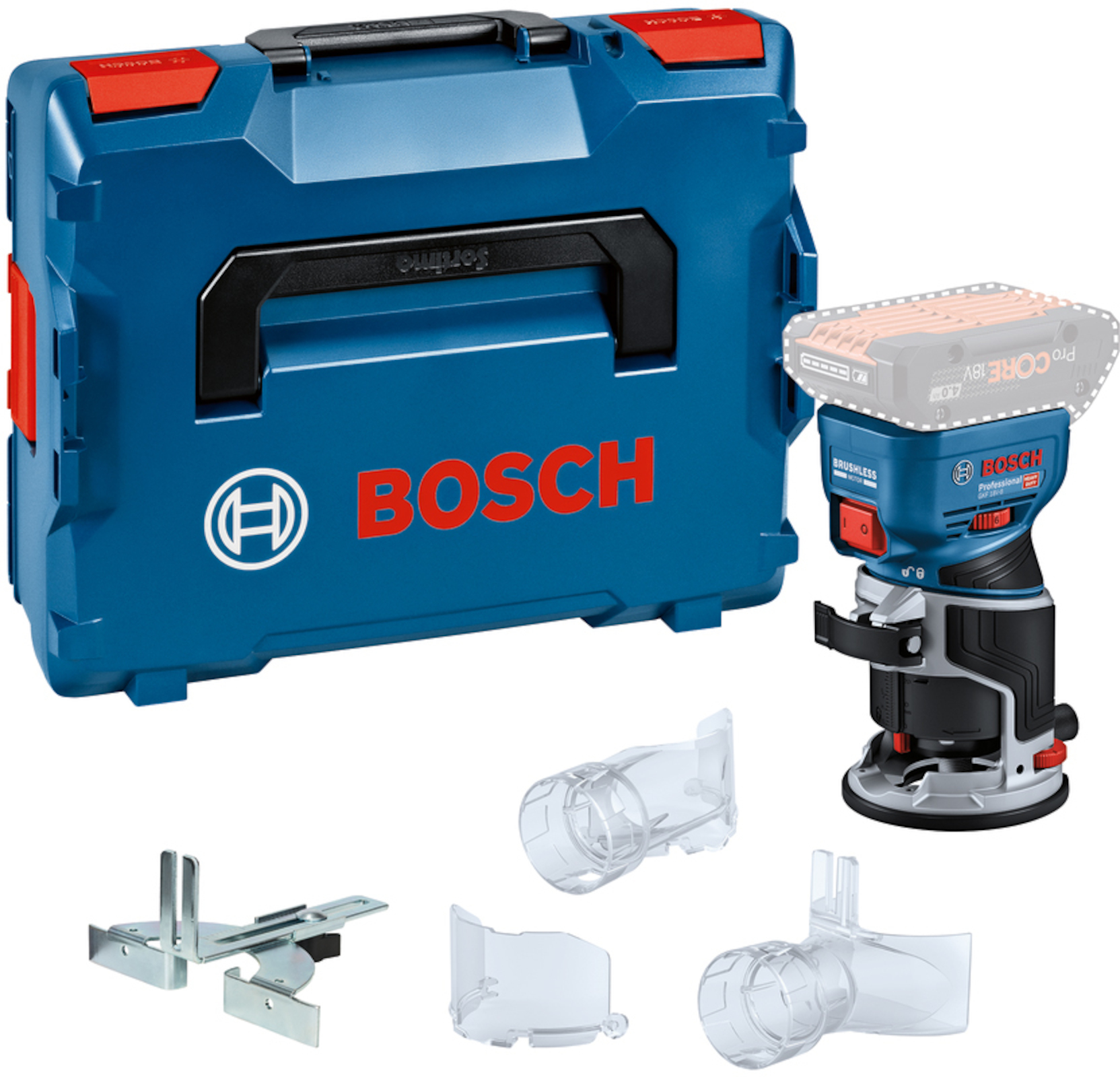 Routeur sans fil Bosch GKF 18V-8 Professional; 18 V (sans batterie ni chargeur) + L-BOXX 136