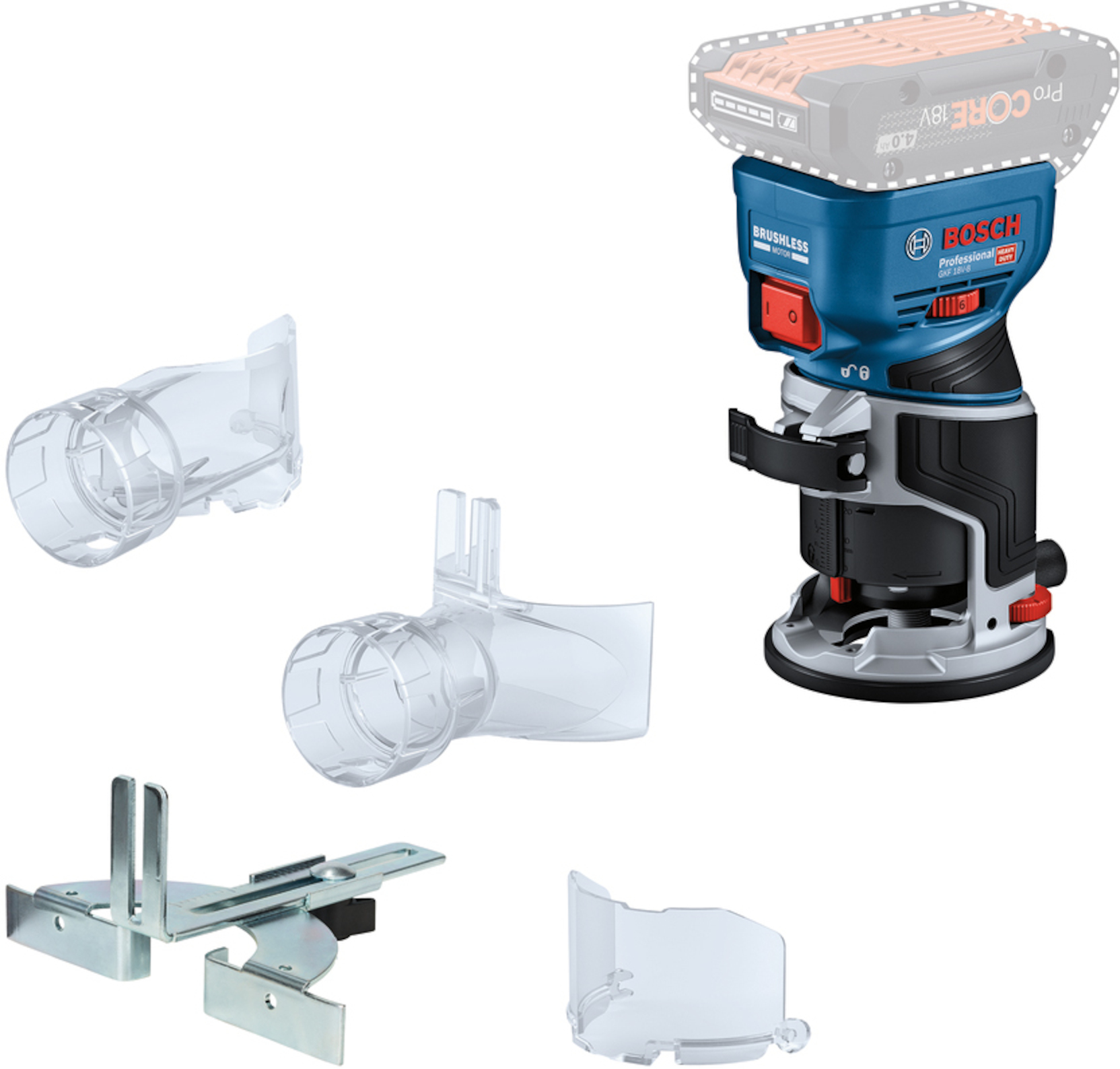Routeur sans fil Bosch GKF 18V-8 Professional; 18 V (sans batterie et chargeur)