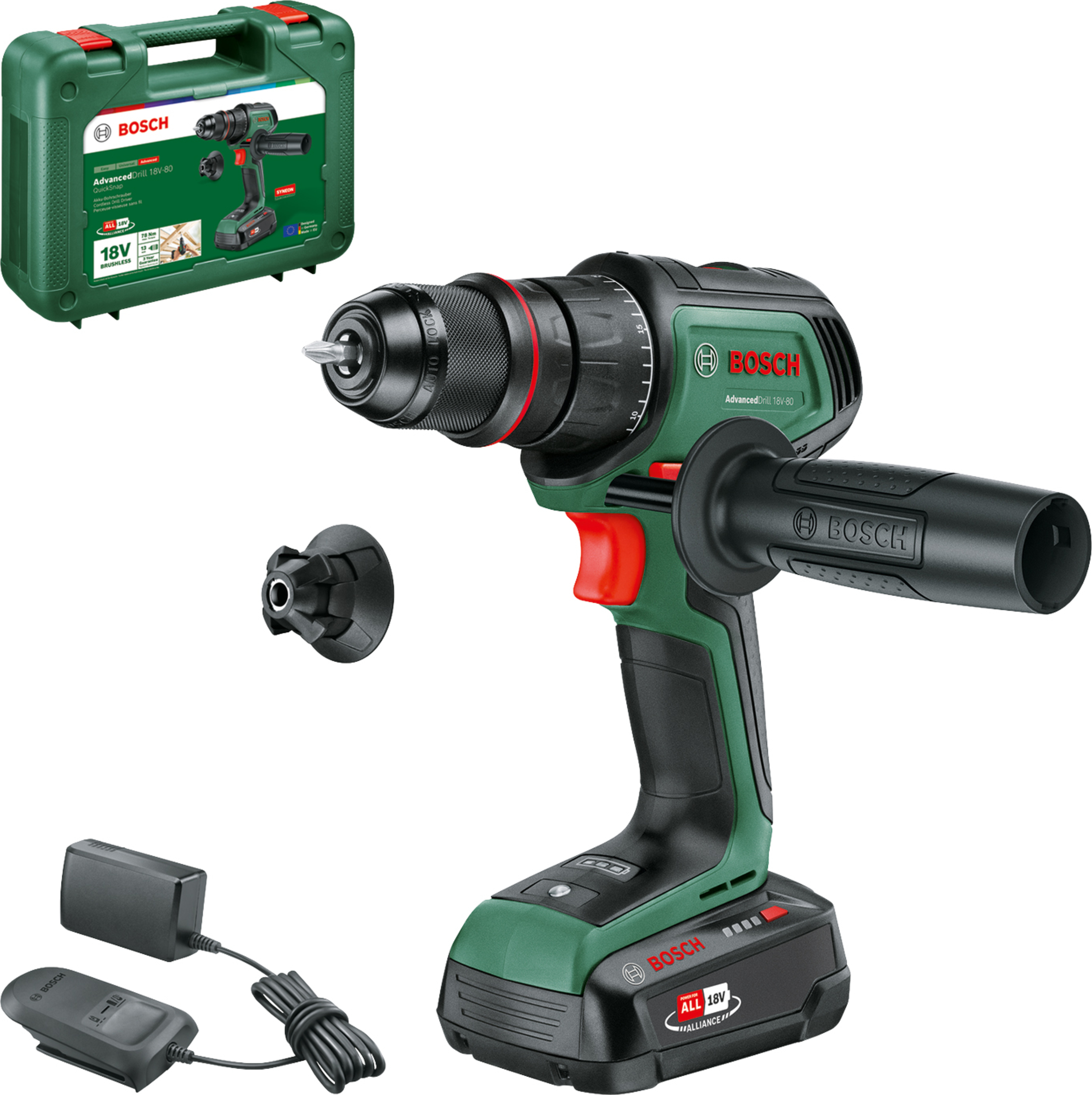 Perceuse Bosch AdvancedDrill 18V-80 QuickSnap; 18 V; 1x2,5 Ah accu.; avec étui