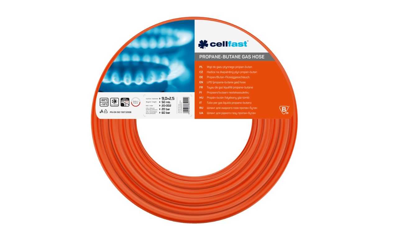 Tuyau de gaz domestique Cellfast 20-002; 9,0x2,5 mm; 50 m