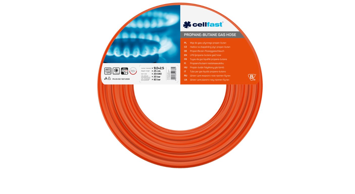 Tuyau de gaz domestique Cellfast 20-040; 9,0x2,5 mm; 25 m