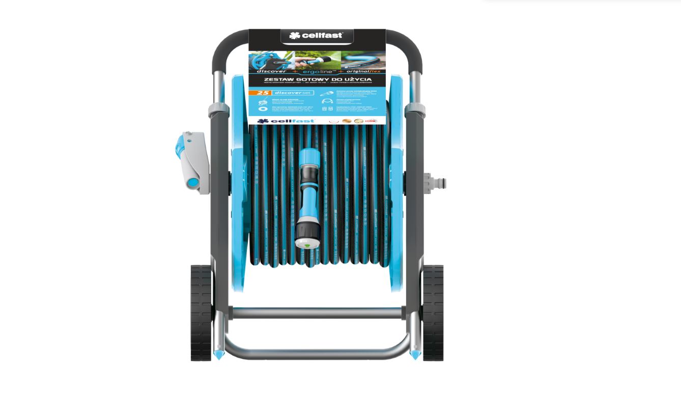 Chariot de tuyau d'arrosage Cellfast 55-625; 1/2''; 25 m; avec tuyau d'arrosage