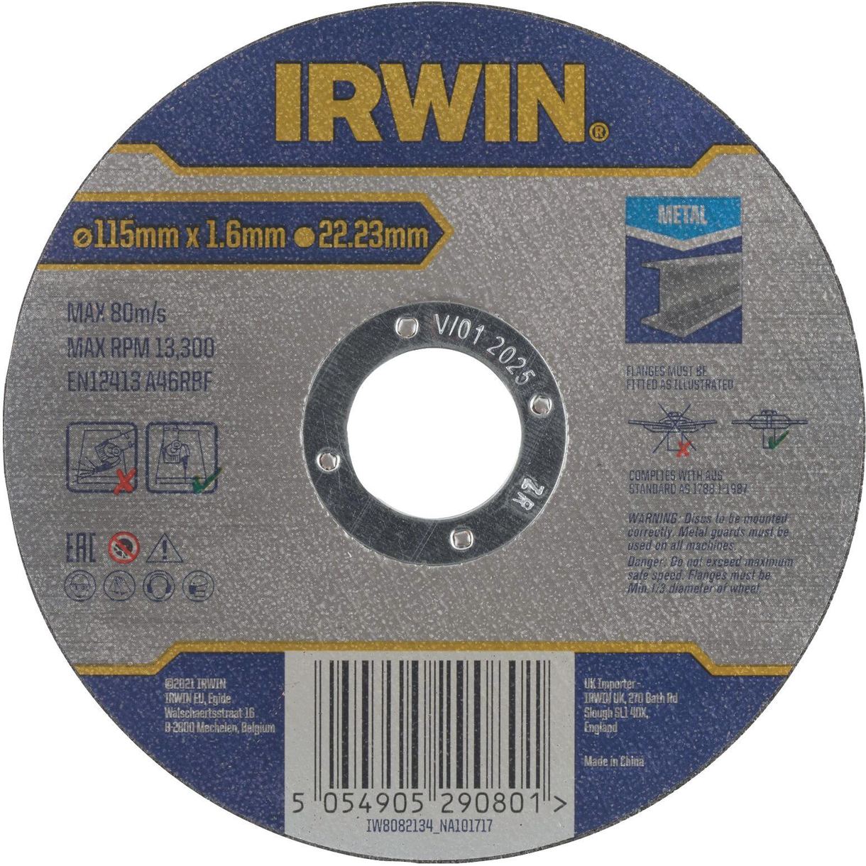Disque abrasif Irwin IW8082134; 115x1,6 mm
