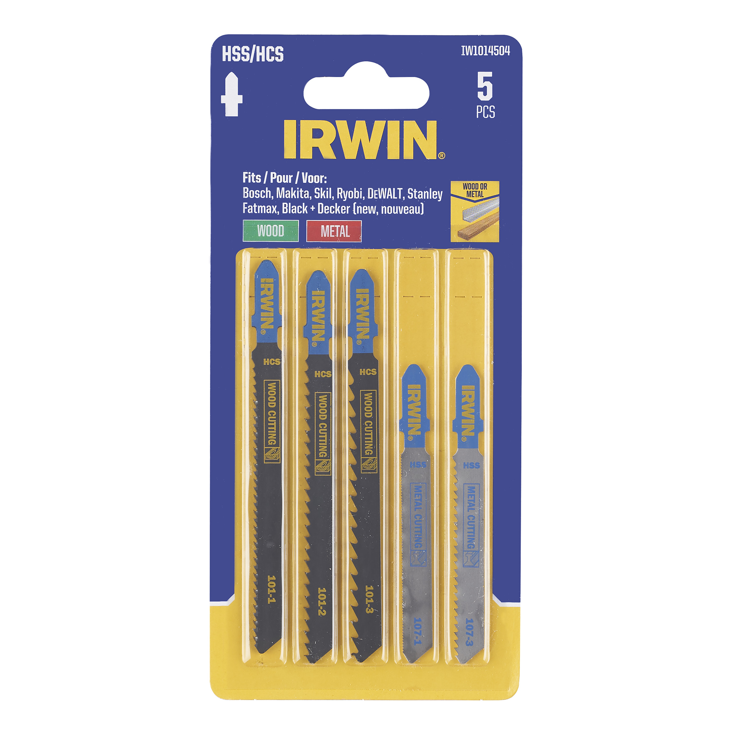 Lames pour scie sauteuse Irwin IW1014504; 5 unités