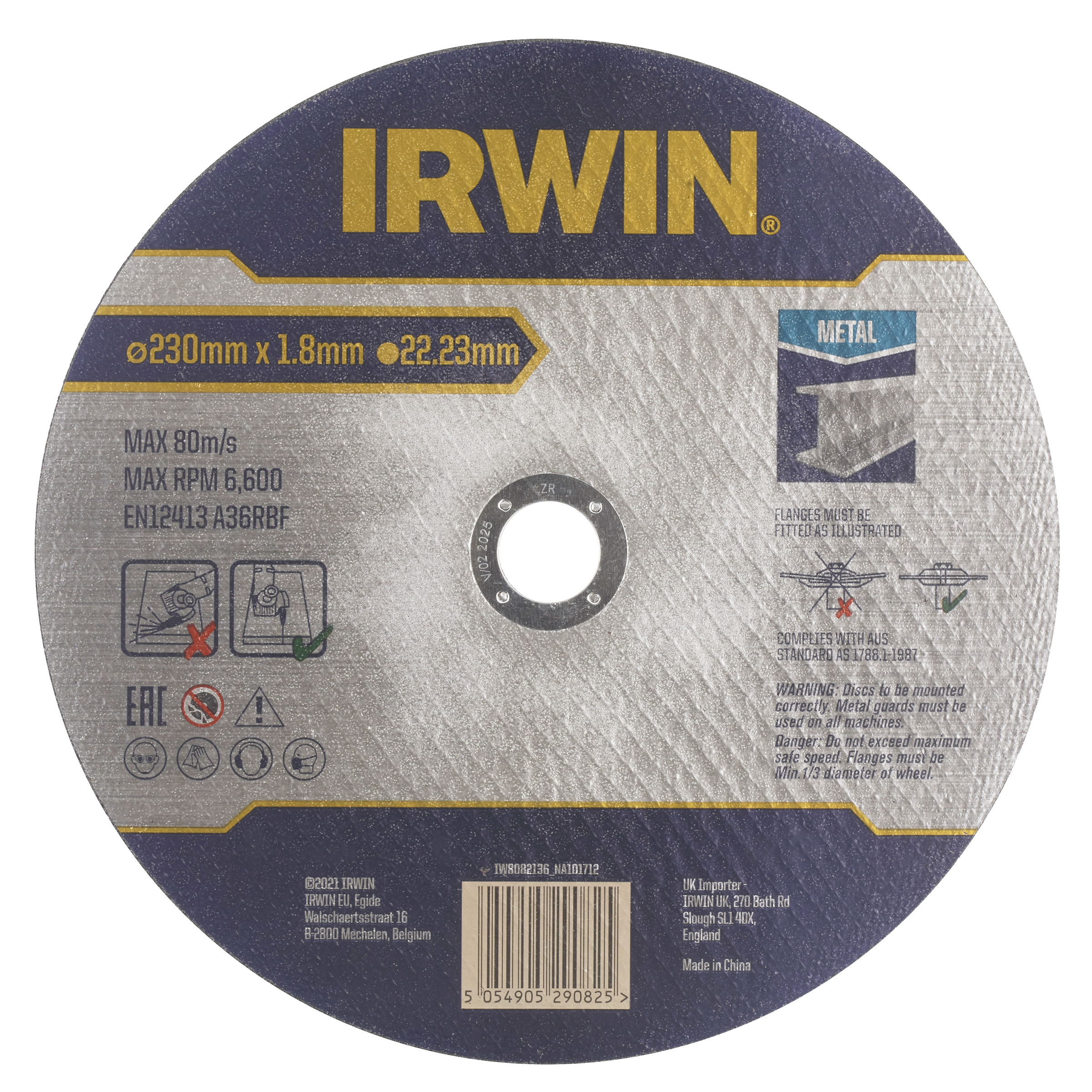 Disque abrasif Irwin IW8082136; 230x1,8 mm