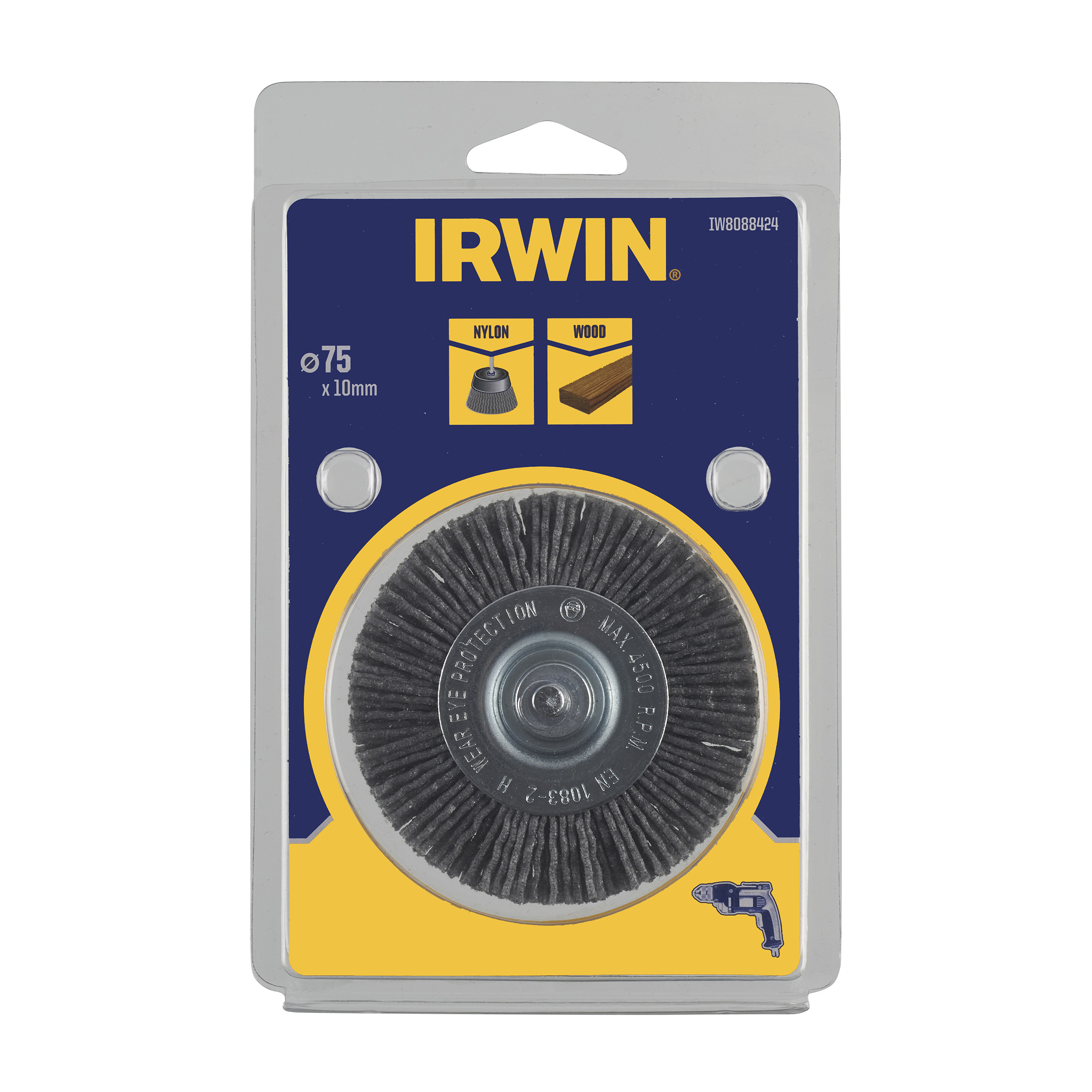 Brosse ronde en nylon Irwin IW8088424; 75x10 mm