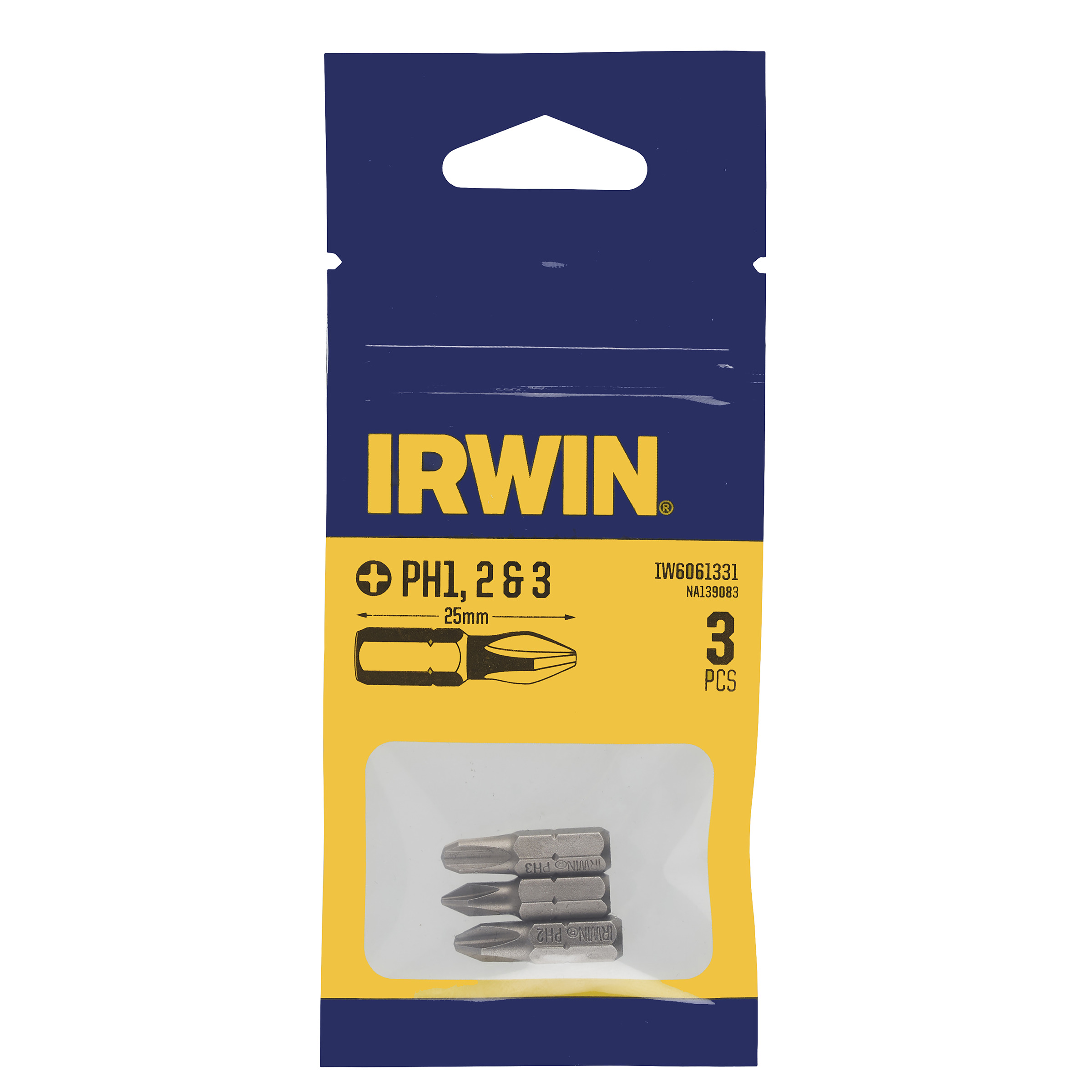 Jeu d'accessoires de tournevis Irwin IW6061331; 3 unités