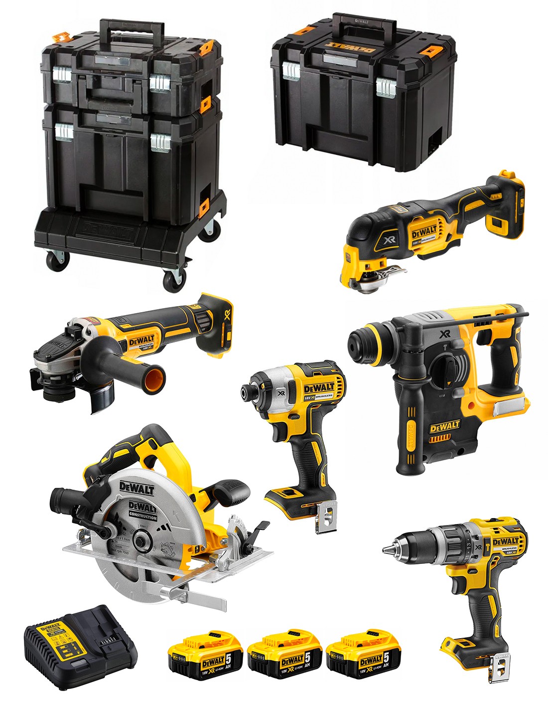 Ensemble d'outils DeWalt DCK685P3T-QW (DCD796 + DCF887 + DCH273 + DCG405 + DCS570 + DCS355); 18 V; 3x5,0 Ah accu.