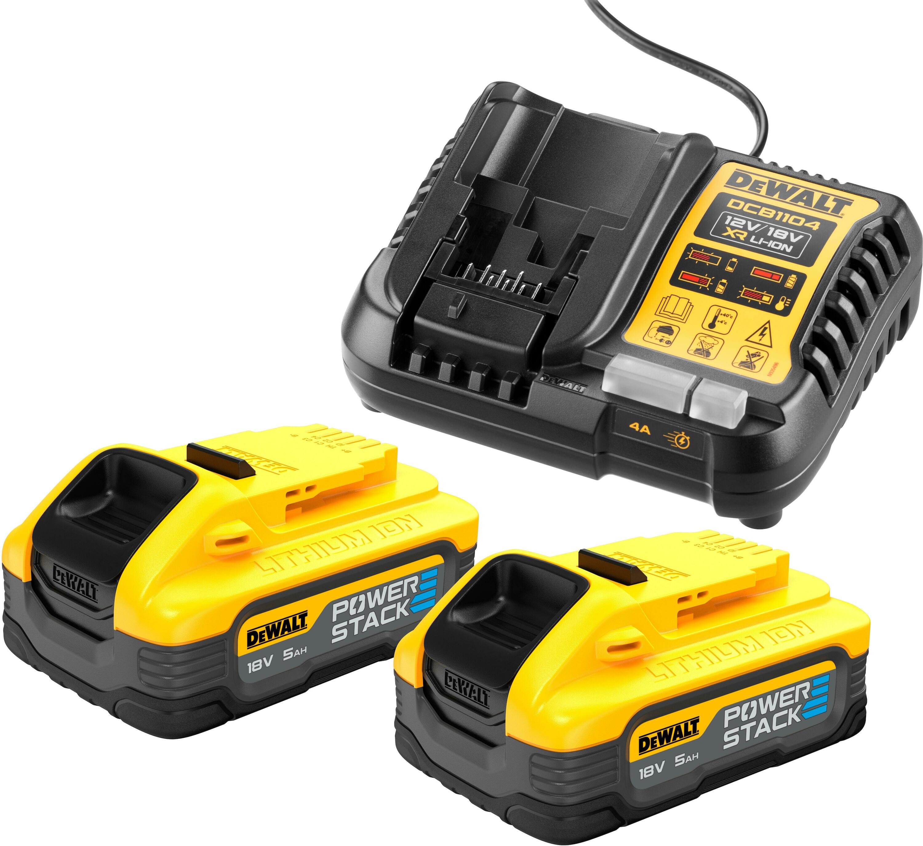 Ensemble d'accessoires DeWalt DCB1104H2-QW; 18 V; 2x5,0 Ah accu.
