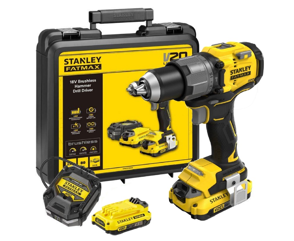 Perceuse à percussion sans fil Stanley Fatmax SFMCD726D2K-QW; 18 V; 2x2,0 Ah accu.