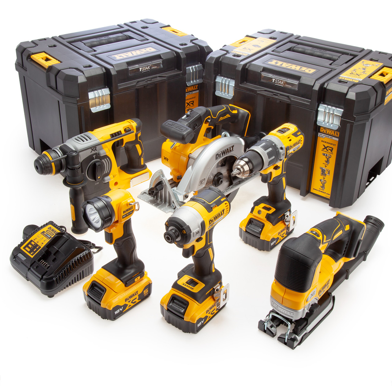 Ensemble d'outils DeWalt DCK690P3T-QW (DCD796+DCF887+DCS565+DCS334+DCH273+DCL040); 18V; 3x5,0 Ah accu.