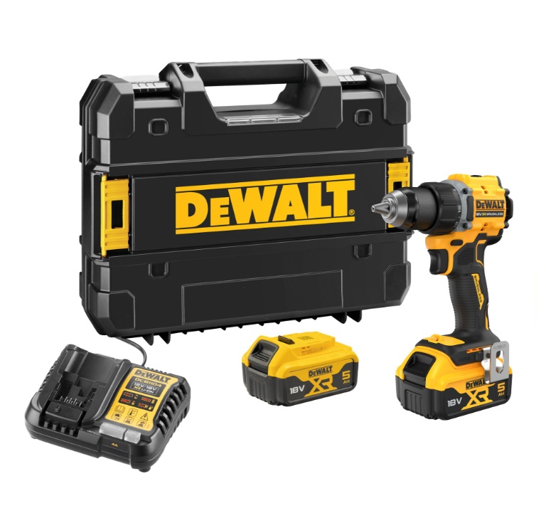 Perceuse-visseuse sans fil DeWalt DCD794P2T-QW; 18 V; 2x5,0 Ah accu.