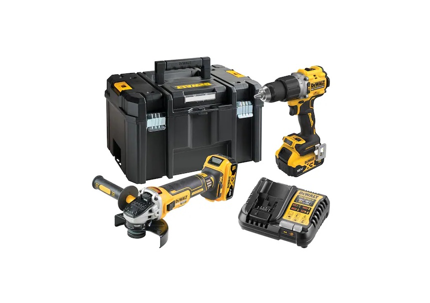 Ensemble d'outils DeWalt DCK2026P2T-QW (DCD805+DCG405+DCB184+DCB1104); 18 V; 2x5,0 Ah accu.