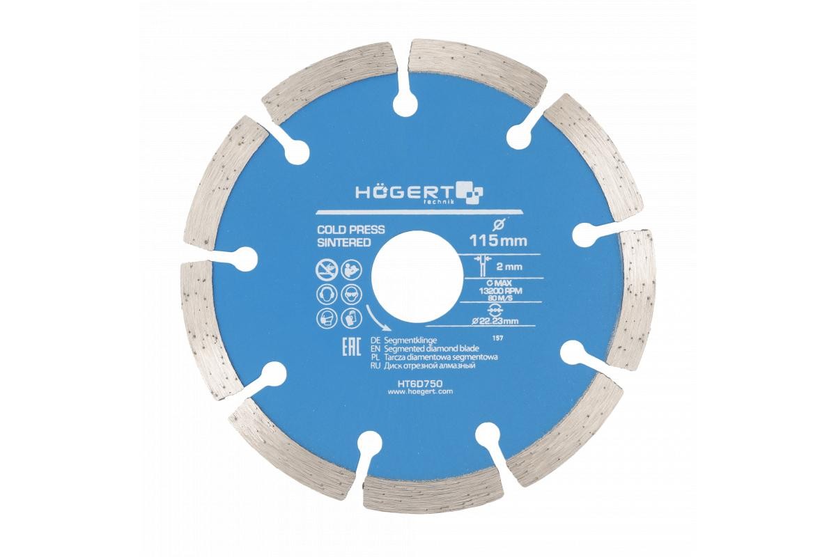 Disque à tronçonner diamanté Hogert HT6D750; 115 mm