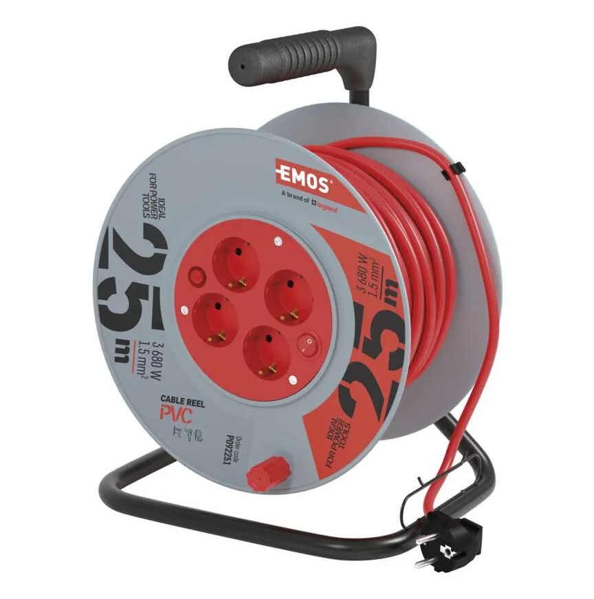 Rallonge avec bobine Emos P092251; 25 m; 3x1,5 mm²