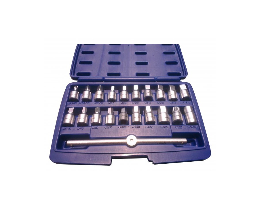 Socket et jeu de bits ASTA A-GE2405N21; 3/8''; 21 unités