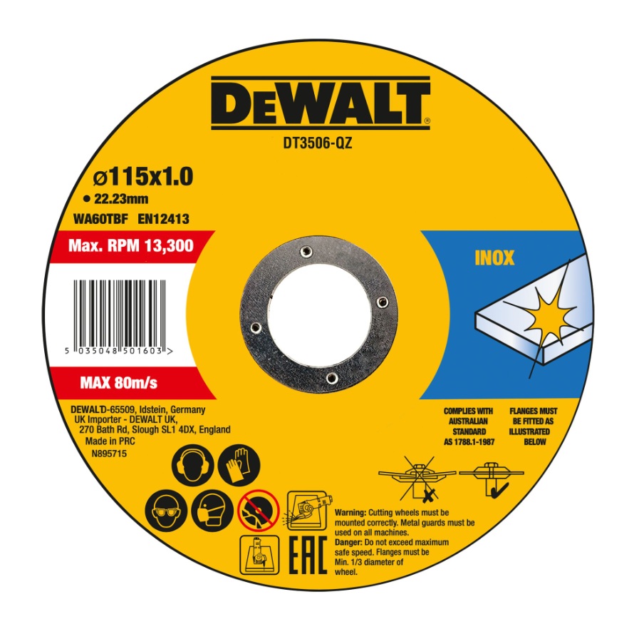 Disque abrasif DeWalt DT3506-QZ; 115x22,23x1,0 mm; 10 unités