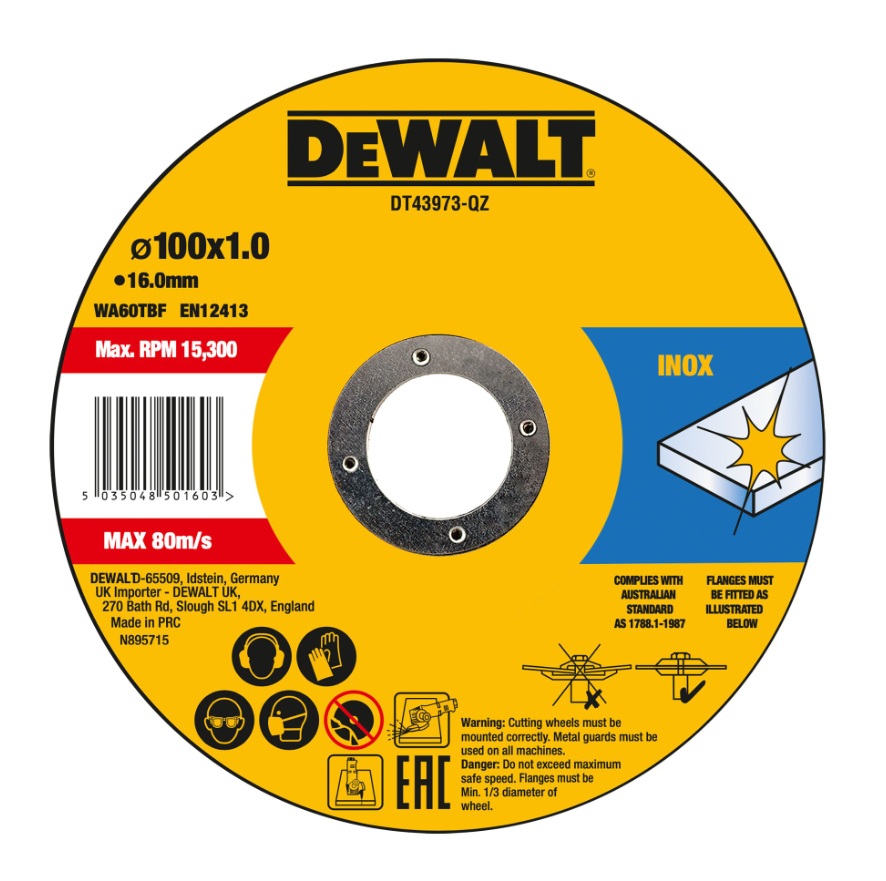Disque abrasif DeWalt DT43973-QZ; 100x16x1,2 mm; 10 unités