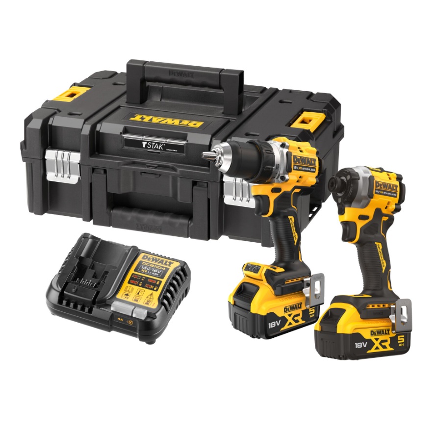 Ensemble d'outils DeWalt DCK2051P2T-QW (DCD800 + DCF850); 18 V; 2x5,0 Ah accu.