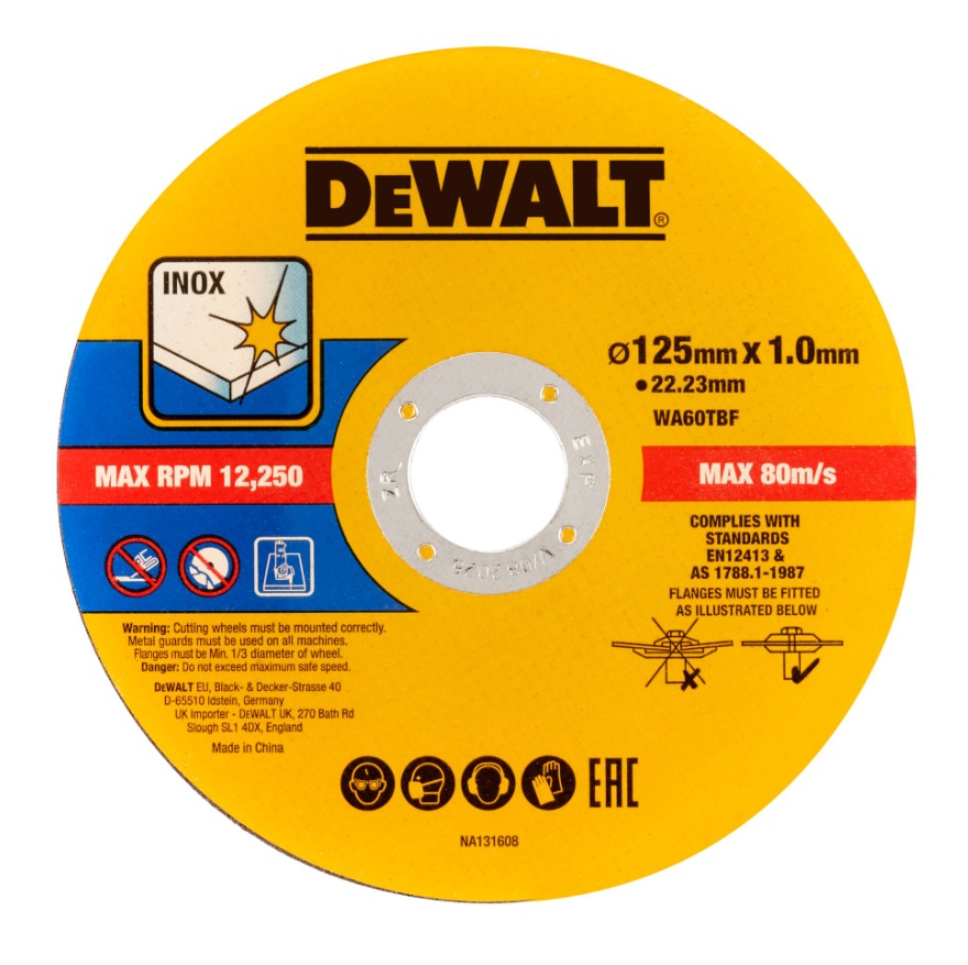 Disque abrasif DeWalt DT20594-QZ; 125x22,23x1,0 mm; 25 unités