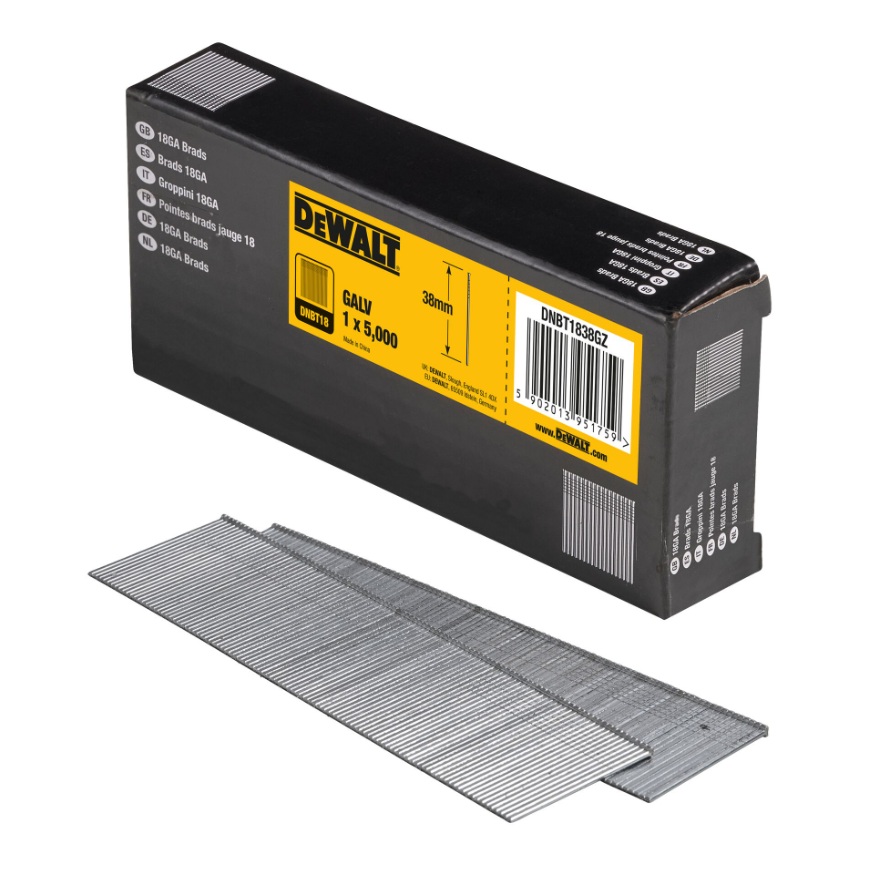 Ongle DeWalt DNBT1838GZ; 1,25x38 mm; 5000 unités