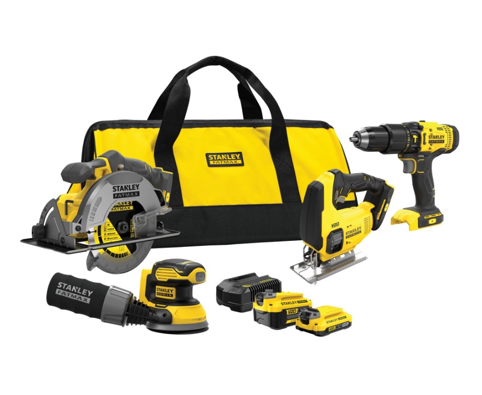 Ensemble d'outils Stanley SFMCK412MDS-QW (SFMCD711+SFMCS500+SFMCS600+SFMCW220); 18V; 1x2,0/4,0 Ah accu.