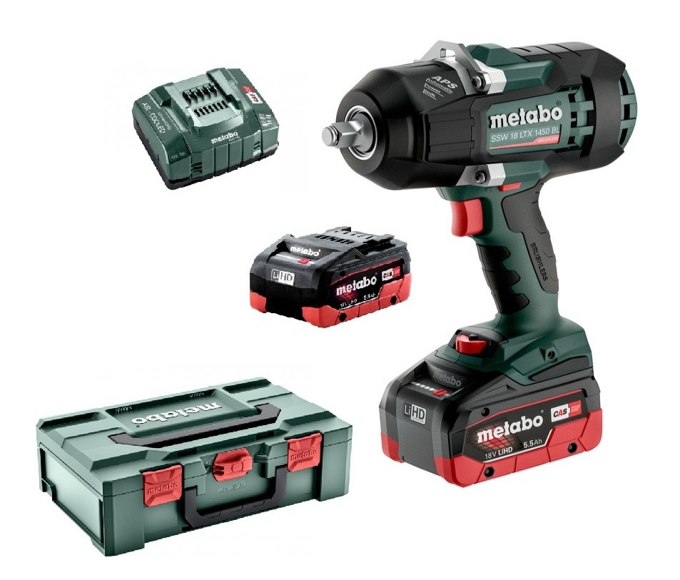 Clé à chocs Metabo SSW 18 LTX 1450 BL; 18 V; 2x5,5 Ah accu.