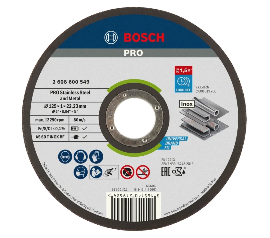 Disque abrasif Bosch 2608626113; 125x22,23x1,0 mm; 100 unités