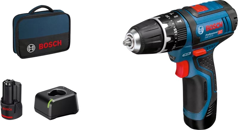 Perceuse à percussion sans fil Bosch GSB 12V-15; 12 V; 2x2,0 Ah accu.