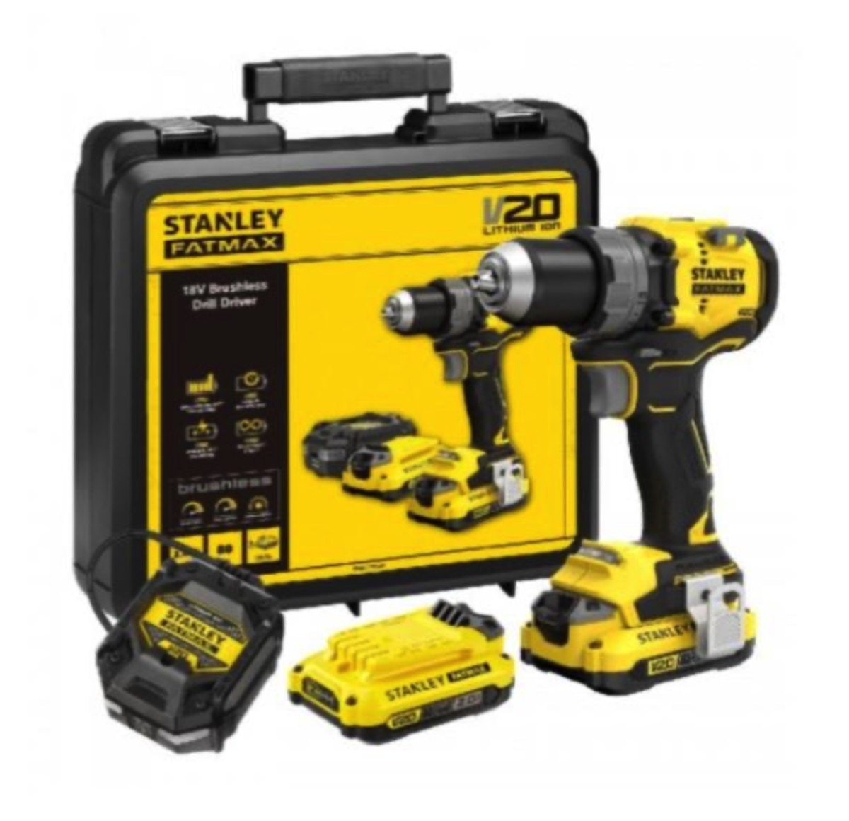 Perceuse à percussion sans fil Stanley SFMCD725D2K-QW; 18 V; 2x2,0 Ah accu.