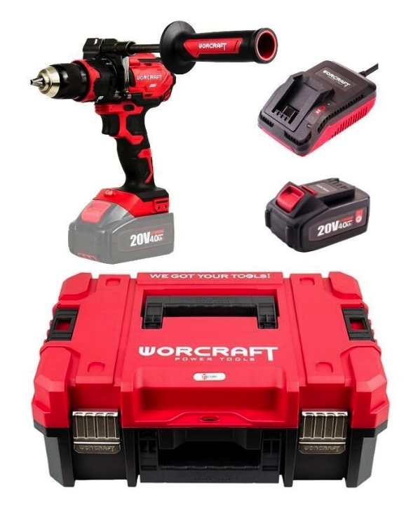 Perceuse à percussion sans fil Worcraft CHDS20LIBHX; 20 V; 1x4,0 Ah accu.