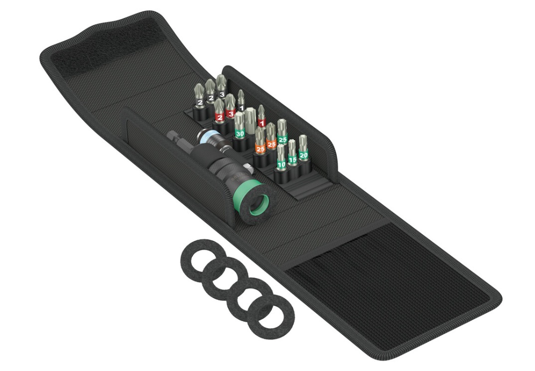Jeu d'accessoires de tournevis Wera Terrassenbau-Set T 1; 1/4''; 17 unités