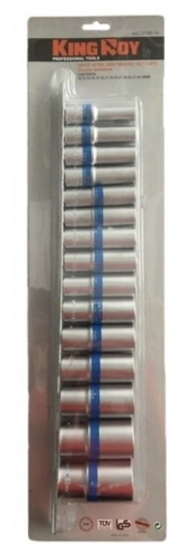 Jeu de clés à douille KingRoy KR3176315; 1/2''; 15 unités