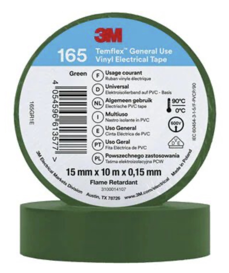 Ruban isolant 3M Temflex 165; 15 mm; 10 m; vert