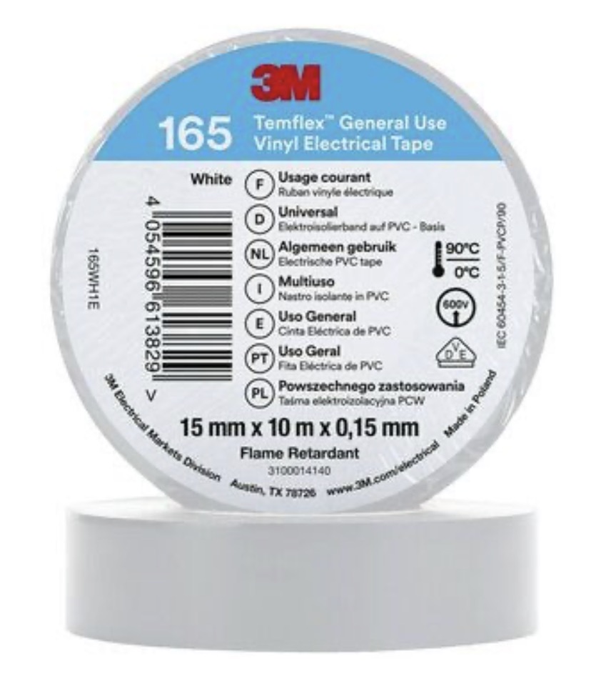 Ruban isolant 3M Temflex 165; 15 mm; 10 m; blanc