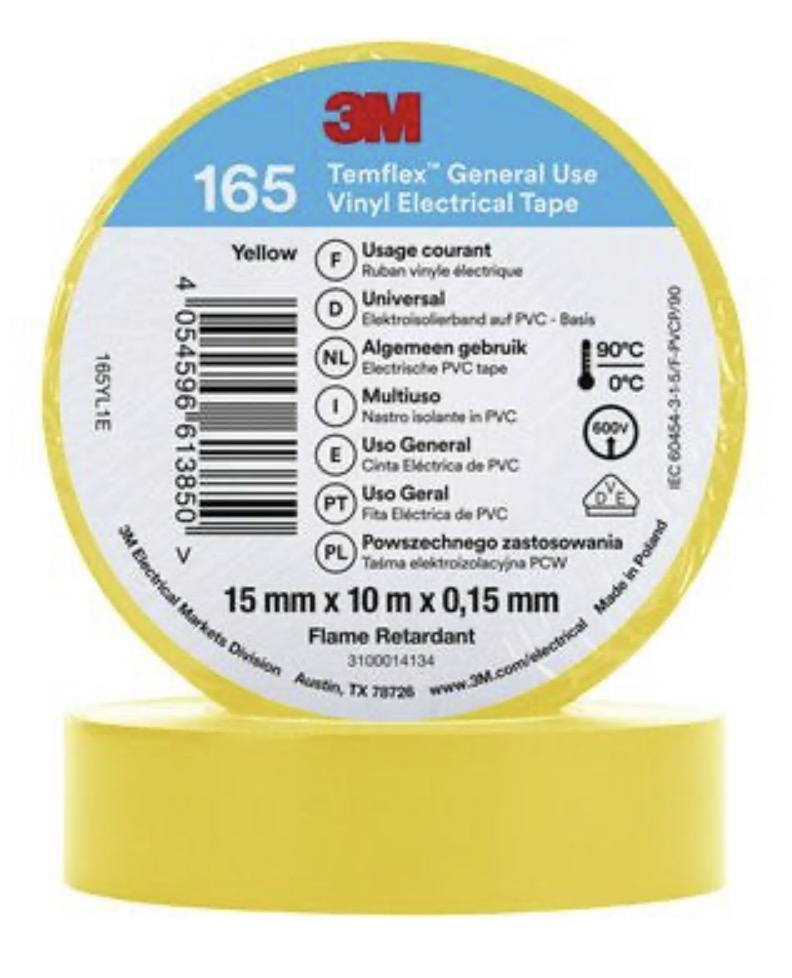 Ruban isolant 3M Temflex 165; 15 mm; 10 m; jaune