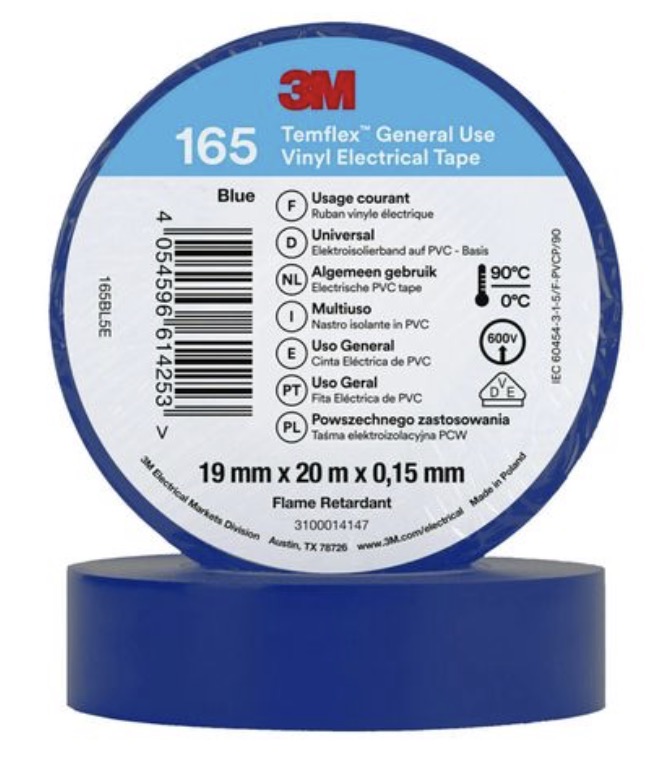 Ruban isolant 3M Temflex 165; 19 mm; 20 m; bleu