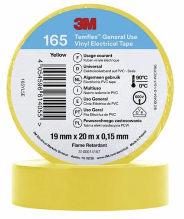 Ruban isolant 3M Temflex 165; 19 mm; 20 m; jaune