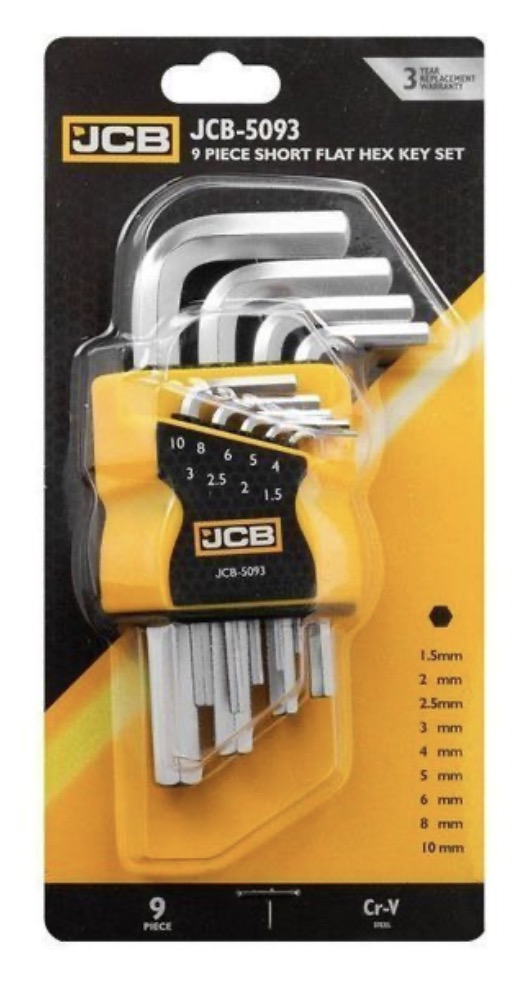 Clé hexagonale JCB 5093; 1,5-10 mm; 9 unités