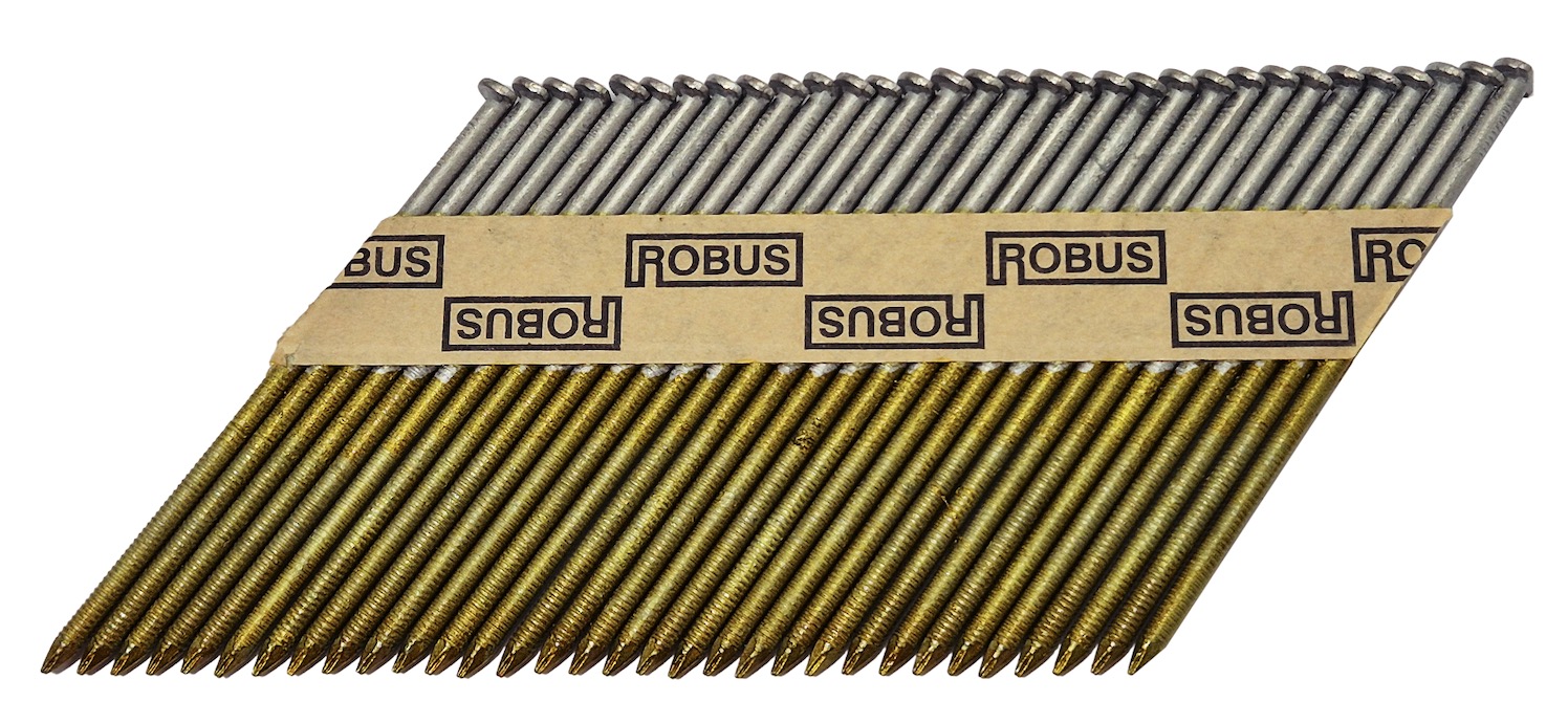 Ongle Robus; 90x3,1 mm; 34°; 3000 pcs .; barbelé, galvanisé à chaud