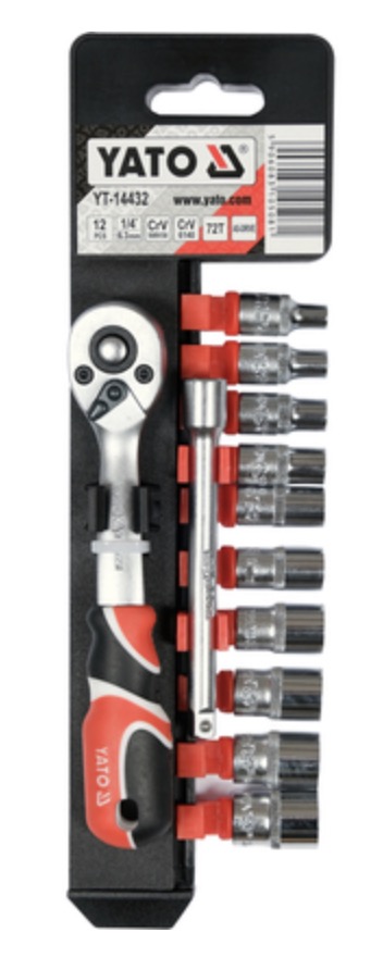 Jeu de douilles Yato YT-14432; 1/4''; 12 unités