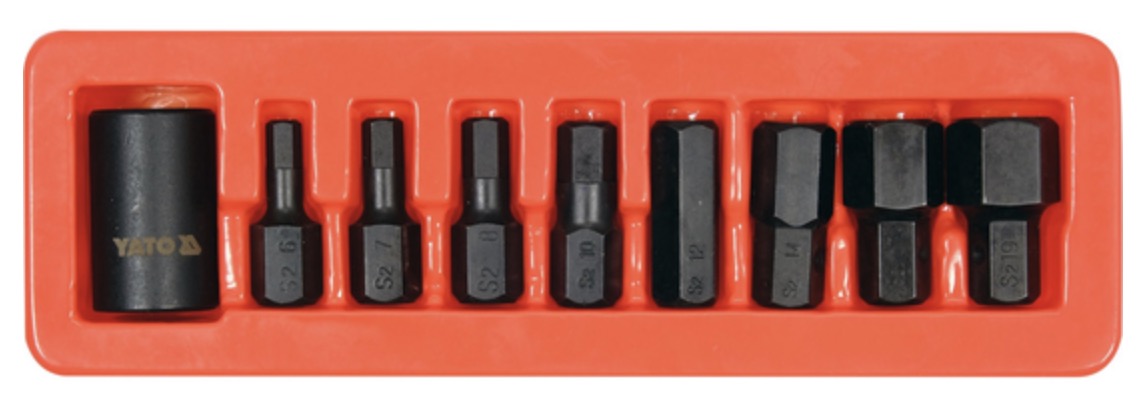Socket et jeu de bits Yato YT-10662; 1/2''; 9 unités