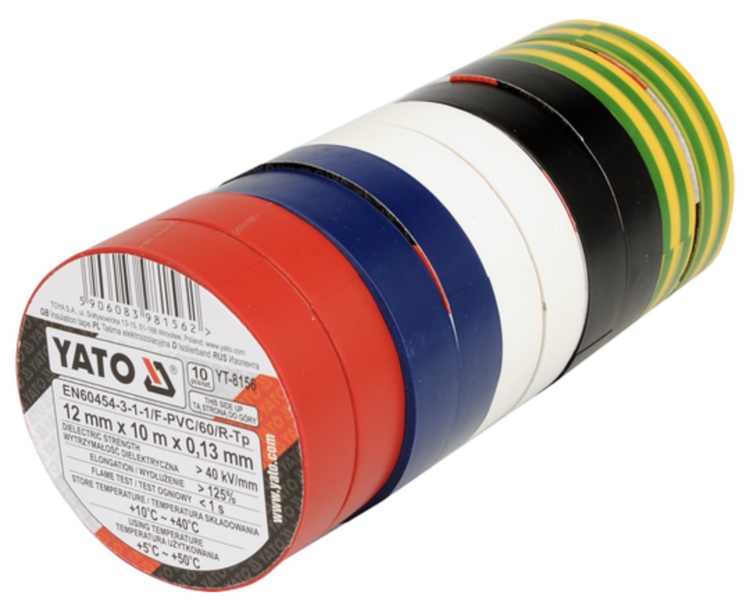 Ruban isolant Yato YT-8156; 12 mmx10 m; 10 unités