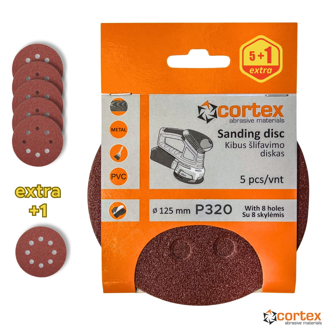 Papier de sable Cortex 24127; 125 mm; P320; 5 unités