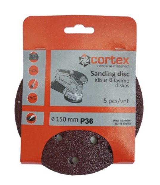 Papier de sable Cortex 28166; 150 mm; P36; 5 unités