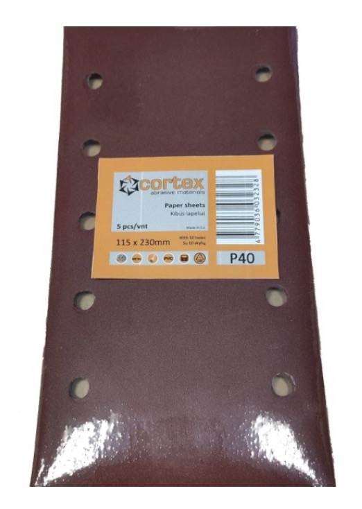 Papier de sable Cortex 31420; 115x230 mm; P150; 5 unités