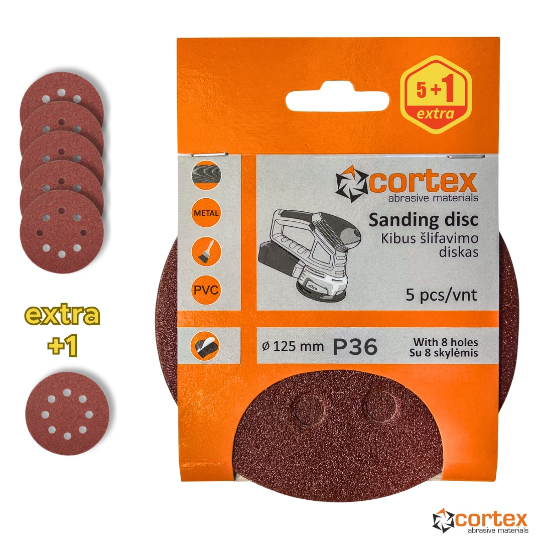 Papier de sable Cortex 28051; 125 mm; P36; 5 unités