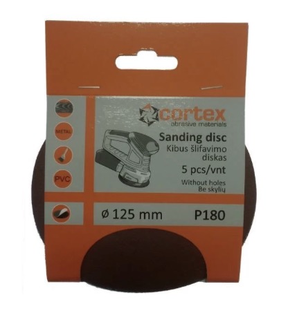 Papier de sable Cortex 18161; 125 mm; P180; 5 unités