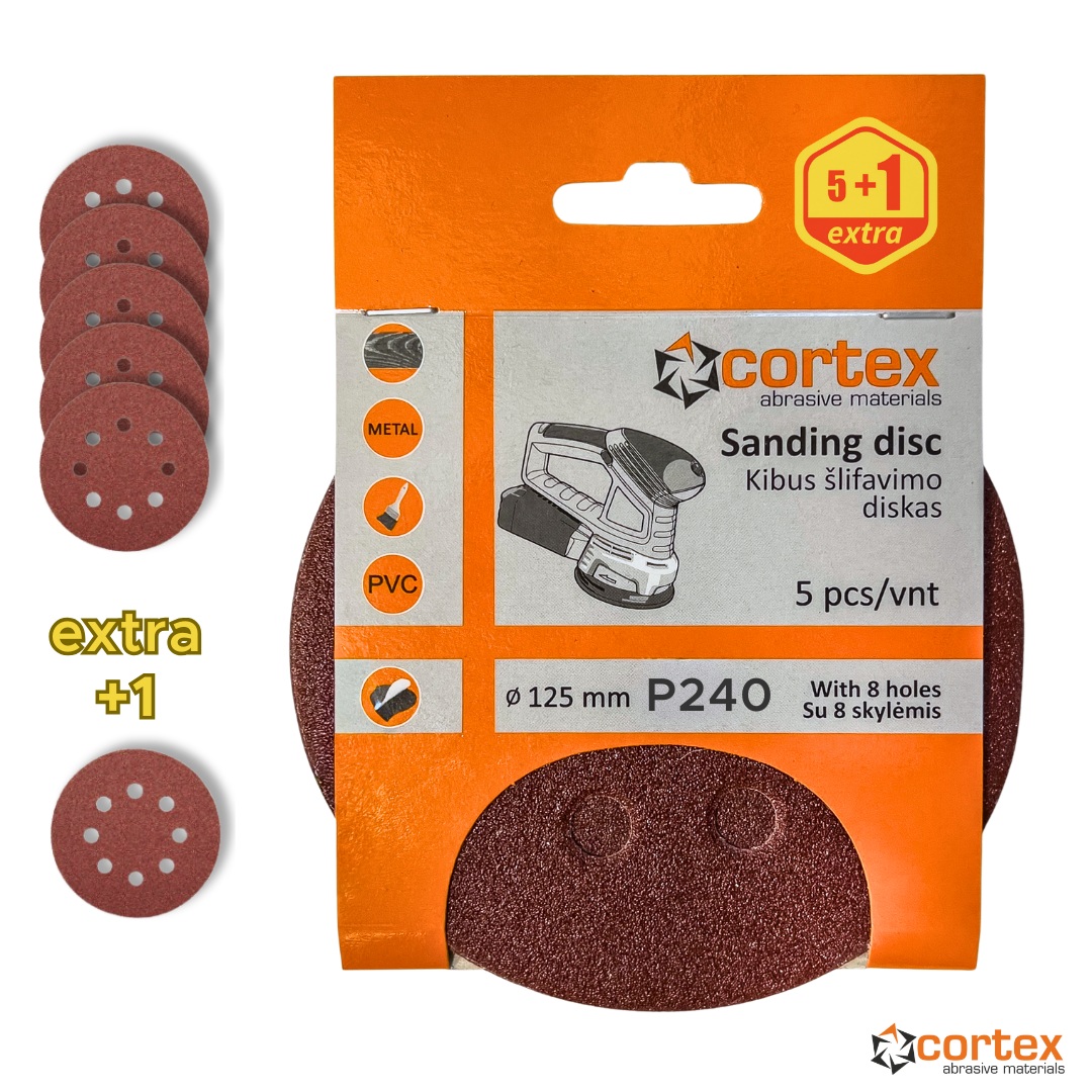 Papier de sable Cortex 24126; 125 mm; P240; 5 unités