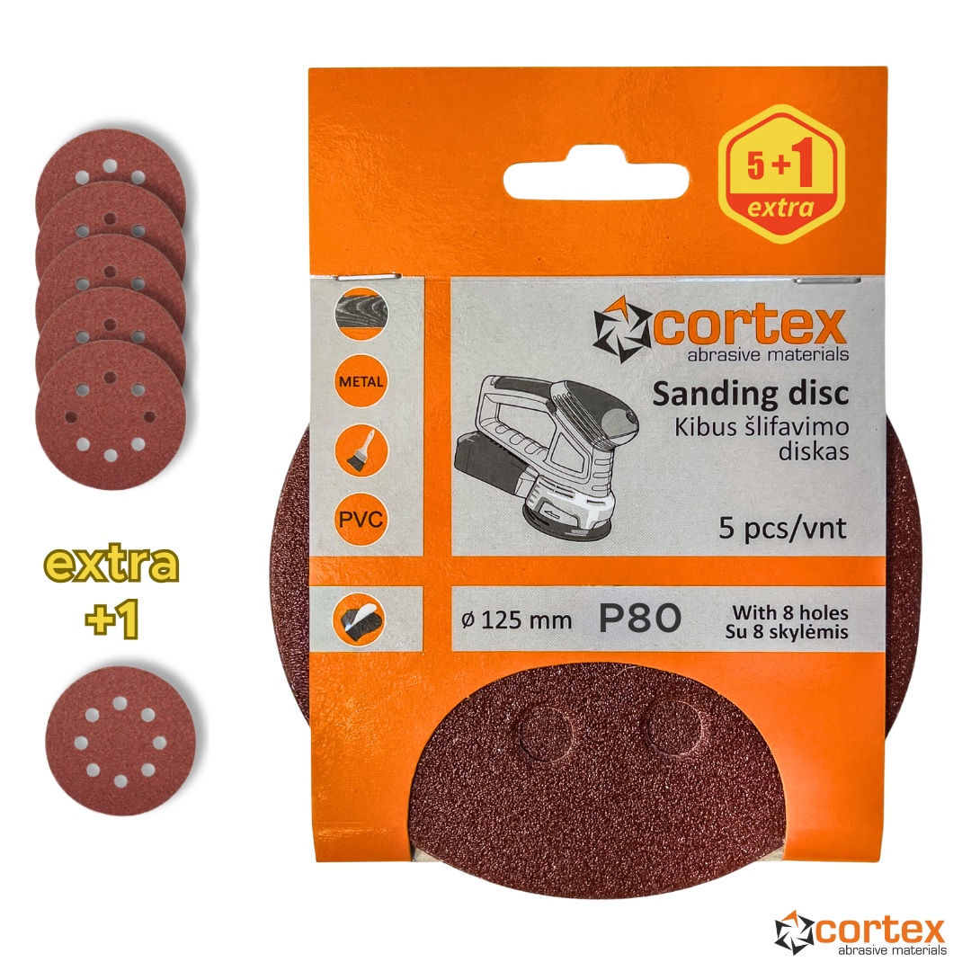 Papier de sable Cortex 18150; 125 mm; P80; 5 unités